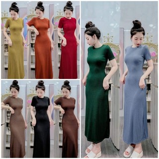 Đầm thun suông maxi kèm hình thật