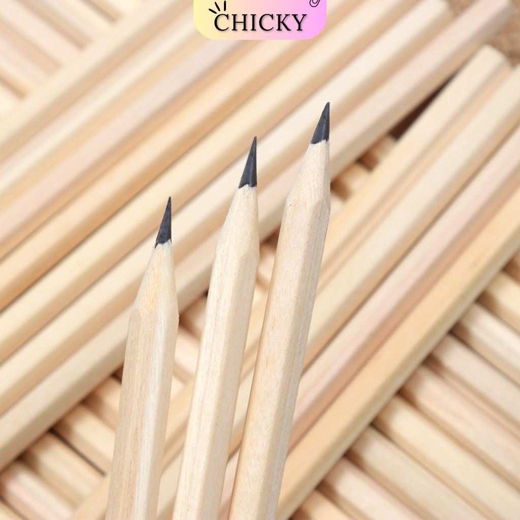 Bút chì HB lục giác CHICKY gỗ thiên nhiên thân thiện môi trường tiện lợi cho học sinh văn phòng