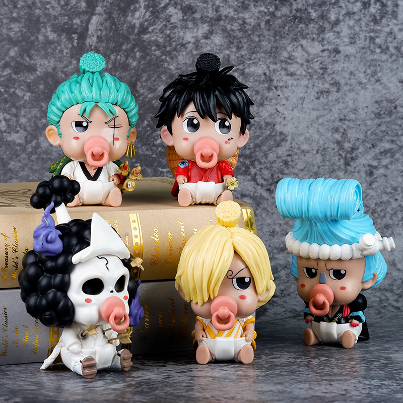 Mô hình Baby OnePiece: Luffy, Zoro, Sanji, Brook, Franky băng hải tặc mũ rơm cao 10cm dễ thương