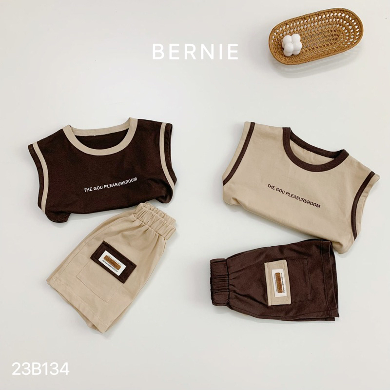 Bộ 3 lỗ phối màu vintage Bernie cho bé trai bé gái. bộ sát nách bernie