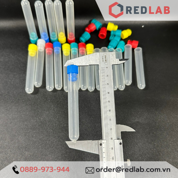 Ống nghiệm nhựa PP có nút 12x75mm, 16x100mm đáy tròn, hãng ISOLAB - Đức 077.04
