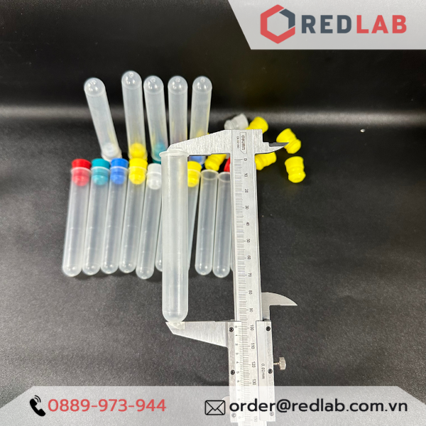Ống nghiệm nhựa PP có nút 12x75mm, 16x100mm đáy tròn, hãng ISOLAB - Đức 077.04