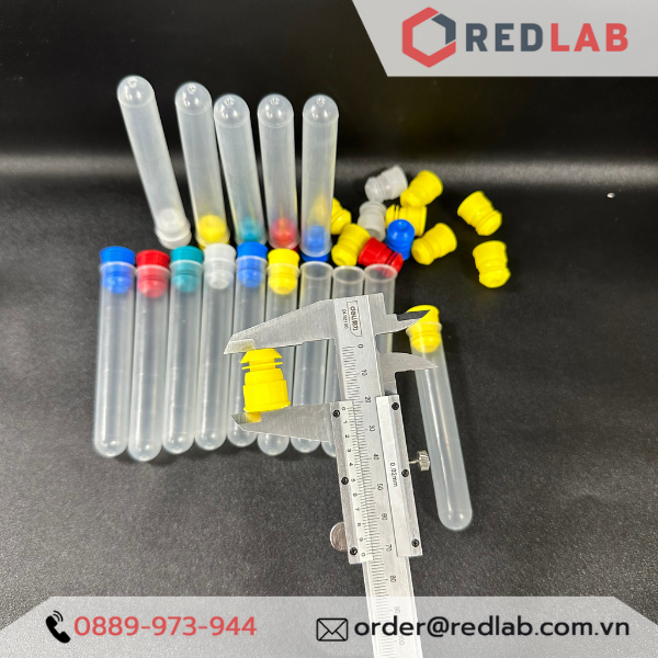 Ống nghiệm nhựa PP có nút 12x75mm, 16x100mm đáy tròn, hãng ISOLAB - Đức 077.04