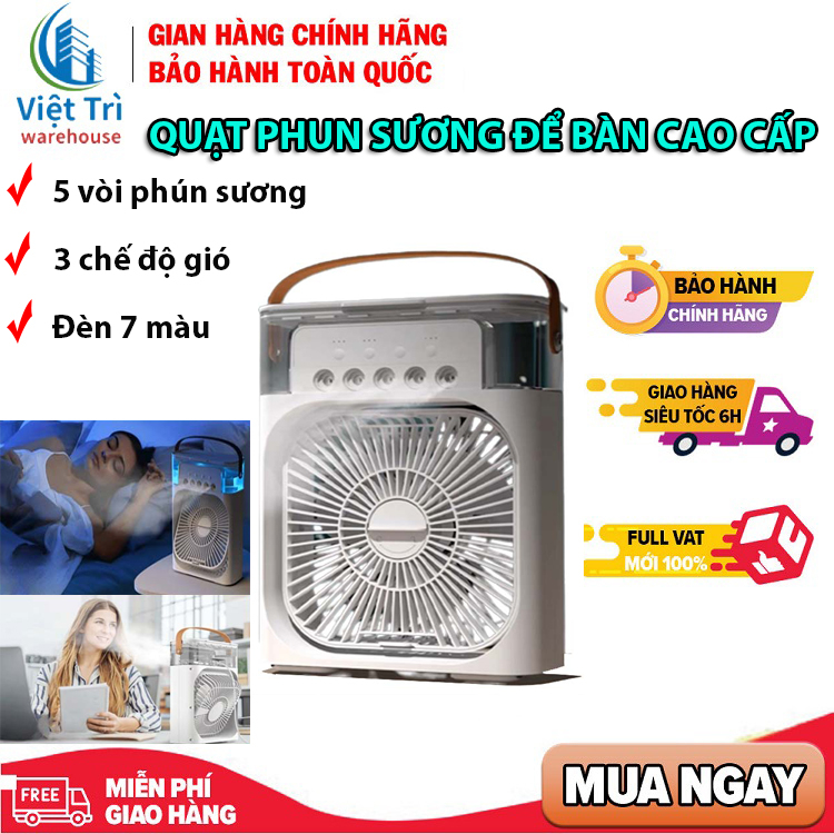 Quạt điều hòa hơi nước để bàn, quạt phun sương mini 3 chế độ phun sương mát lạnh bình chứa nước 600ML
