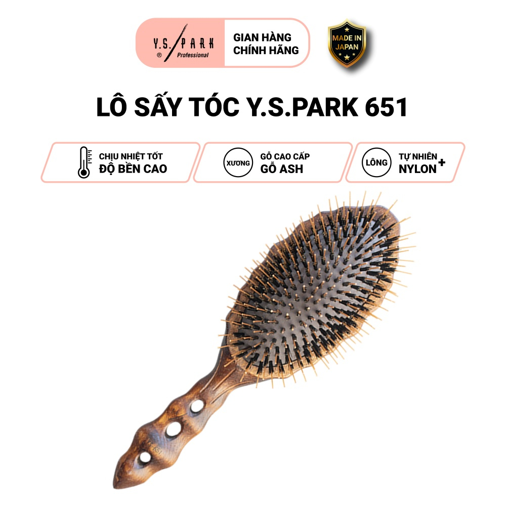 Lô sấy tóc Luster Wood Styler YS PARK professional lược phẳng truyền thống chính hãng YS-651