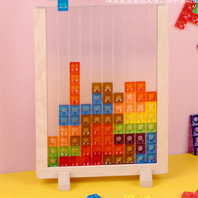 Đồ chơi ghép hình Tetris 3D Giscoo nhiều màu sắc khung gỗ đẹp giúp bé phát triển tư duy