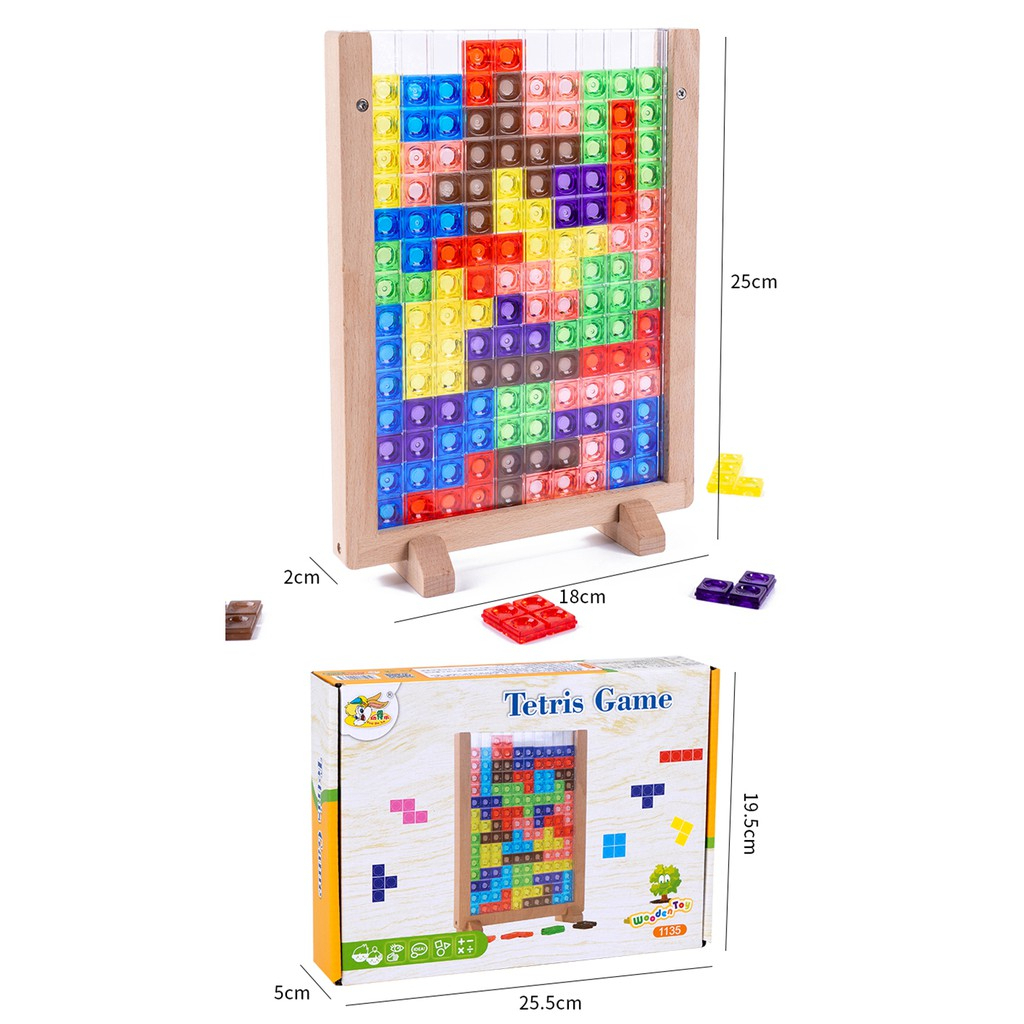 Đồ chơi ghép hình Tetris 3D Giscoo nhiều màu sắc khung gỗ đẹp giúp bé phát triển tư duy
