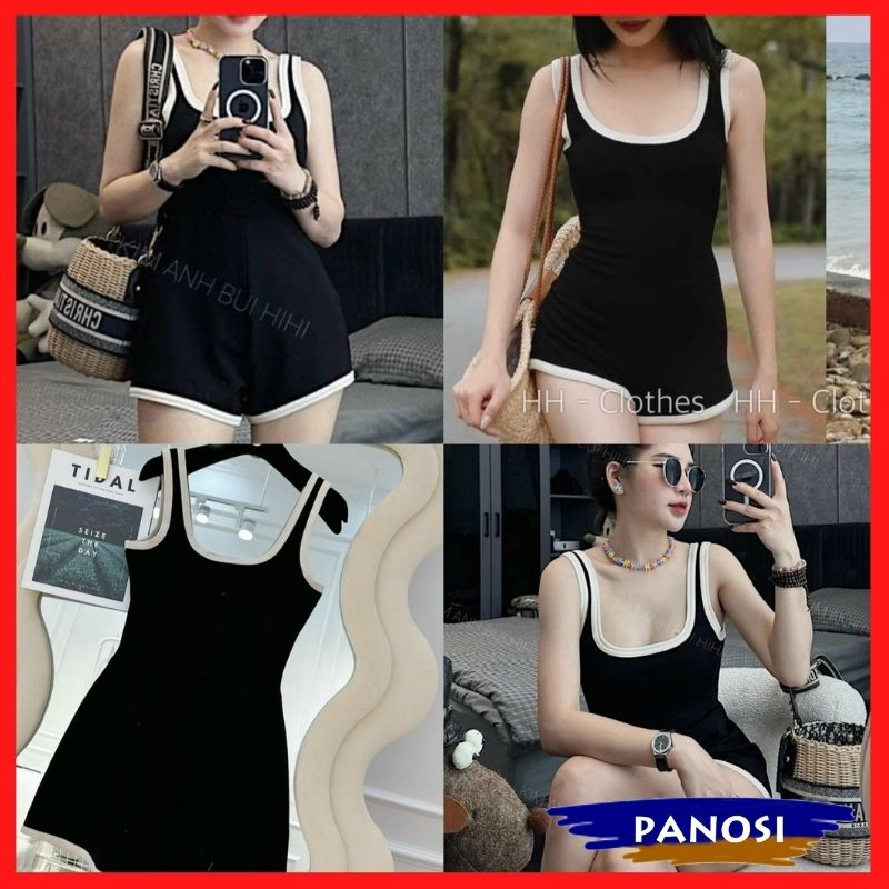 Bộ jumsuits đen phối viền kiểu dáng ôm body sexy PANOSI - B704