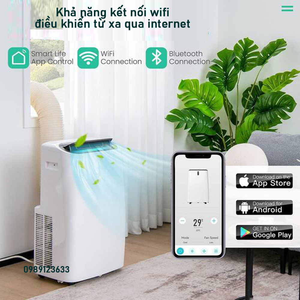 Điều hòa di động đứng 12.000 BTU nhập khẩu Fujihome, máy lạnh di động mini đa năng thông minh chính hãng