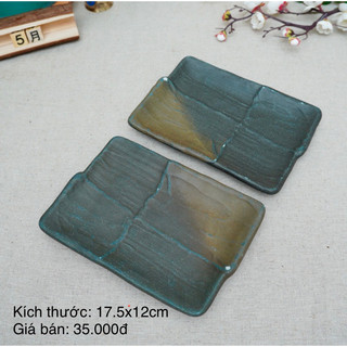 Dĩa sushi chữ nhật gốm mộc - gốm sứ nhật bản