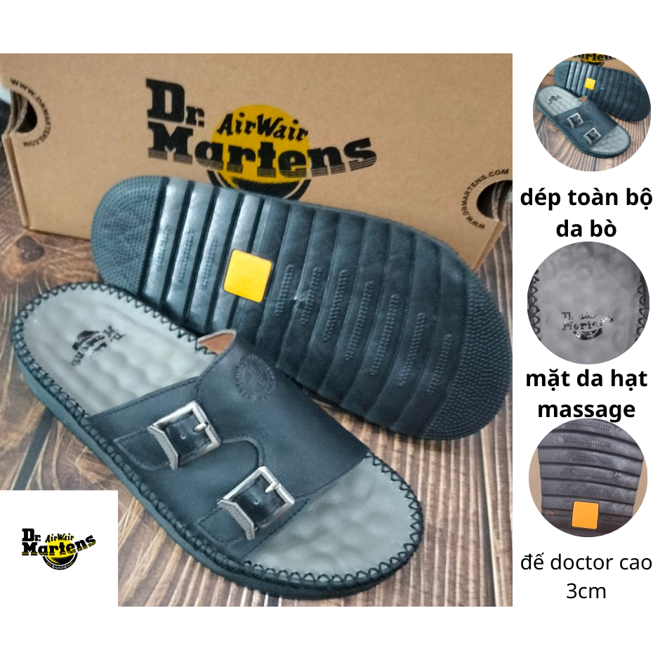 Dép quai ngang doctor martens thái lan da bò cao cấp ful hộp đế khâu chắc chắn M7