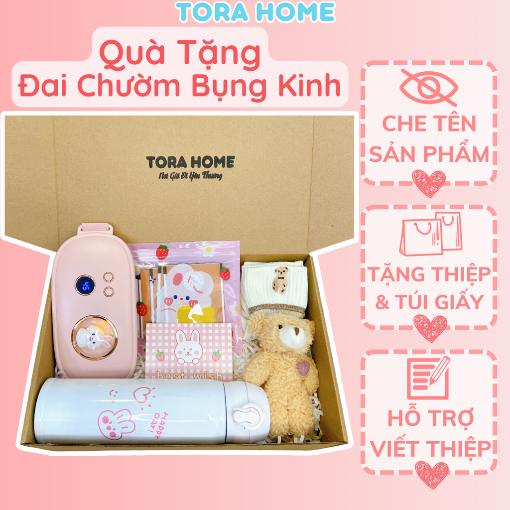 Set quà 5 món đai chườm nóng & massage giảm đau bụng kinh nguyệt cho phụ nữ cực tiện lợi thông minh Tora Home