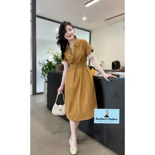 Đầm nâu thanh lịch dáng dài đai eo