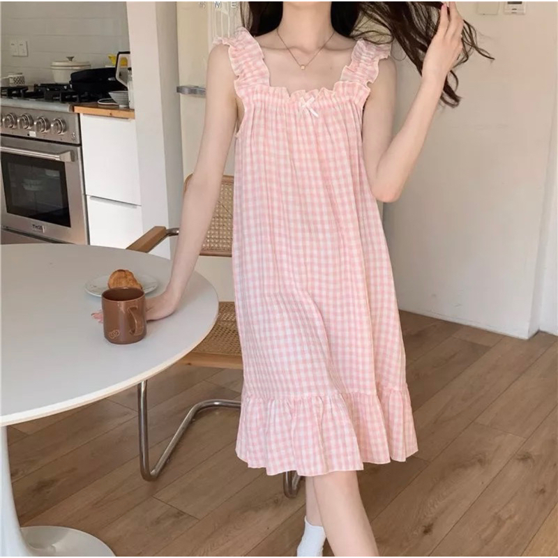 ĐẦM NGỦ 2 DÂY BÈO SIZE 45-65KG, VÁY MẶC NHÀ ĐŨI DỄ THƯƠNG, VÁY NGỦ CUTE THOÁNG MÁT