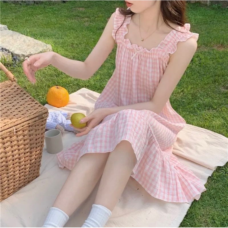 ĐẦM NGỦ 2 DÂY BÈO SIZE 45-65KG, VÁY MẶC NHÀ ĐŨI DỄ THƯƠNG, VÁY NGỦ CUTE THOÁNG MÁT