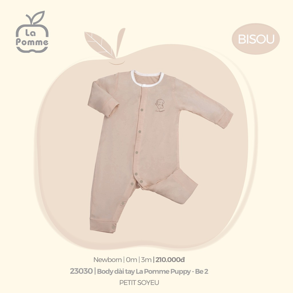 La Pomme - Body Dài Tay La Pomme Puppy NB 0M 3M