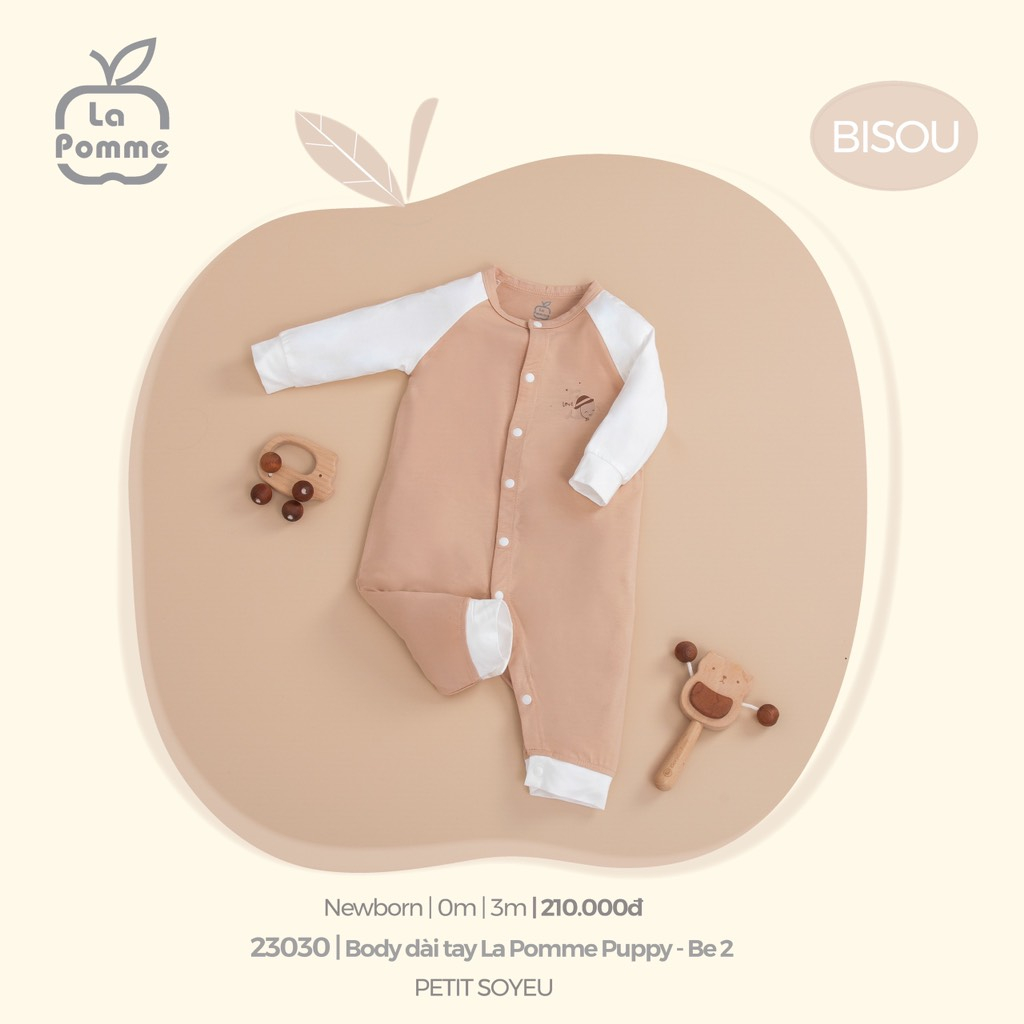 La Pomme - Body Dài Tay La Pomme Puppy NB 0M 3M