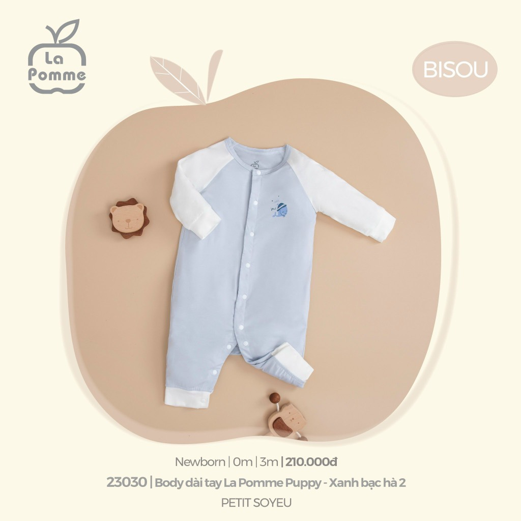 La Pomme - Body Dài Tay La Pomme Puppy NB 0M 3M
