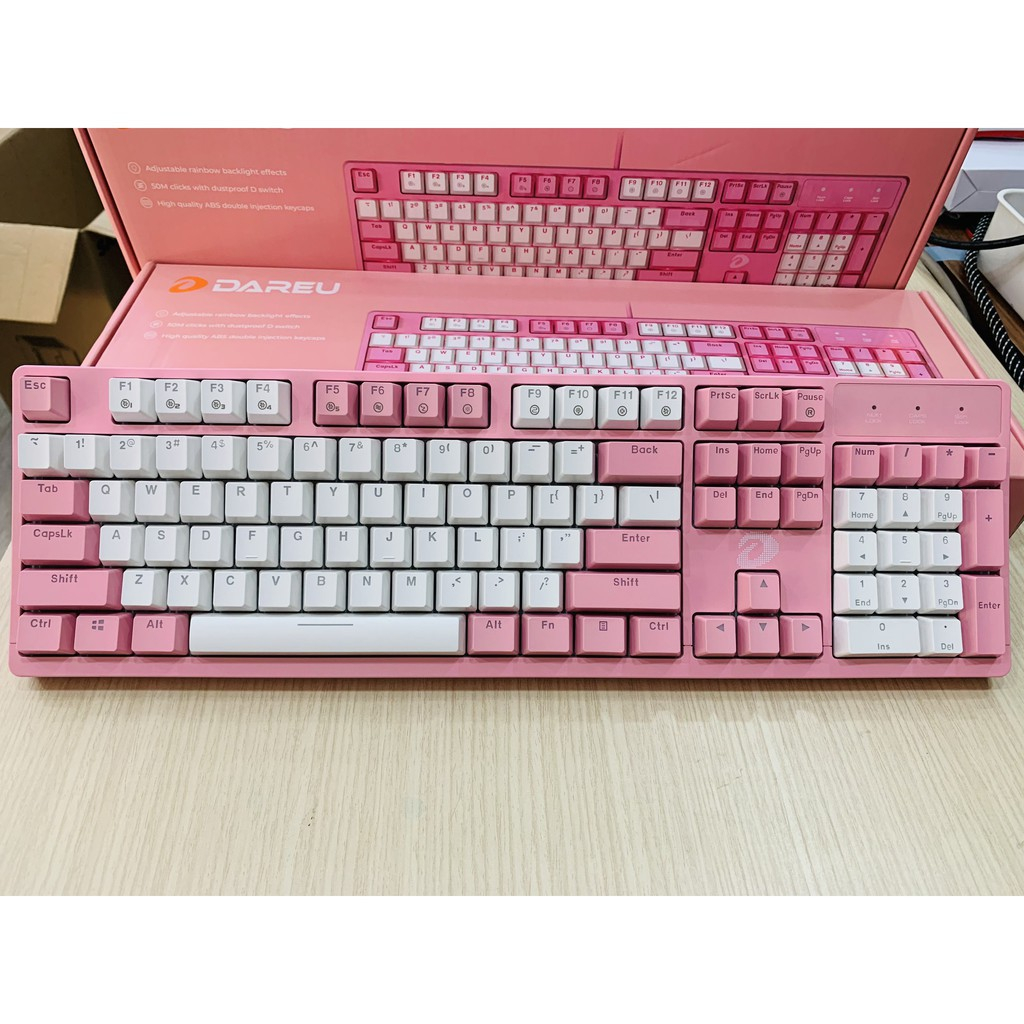 Bàn phím cơ DAREU EK1280S Pink / Black 104 key multi led có dây Bexal DU21