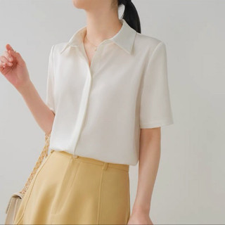 Áo sơ mi nữ công sở cộc tay lụa Hàn cực thanh lịch