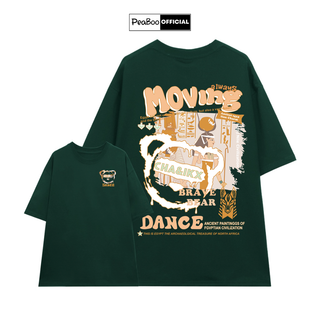 Áo Thun Nữ, Áo Phông Unisex By PEABOO Mã BST06 Màu Xanh Lá In Hình Chất Cotton Thoáng Mát Form Rộng Tay Lỡ Cho Nam Nữ