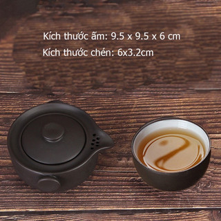 Bộ ấm chén Độc ẩm gốm sứ tráng men màu đá