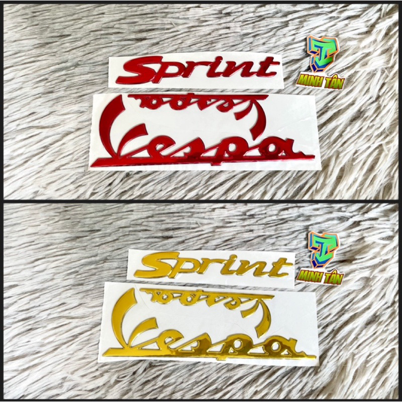 Bộ Tem Vespa Sprint màu, chữ nổi sắc nét