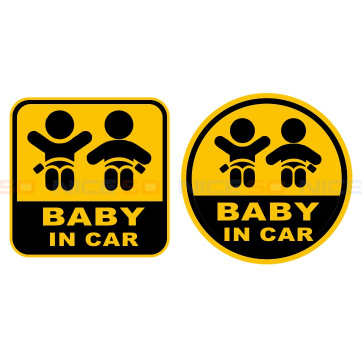 Miếng Dán Decal BABY IN CAR Kích Thước 11 : 11, Chống Nước, Không Bay Màu, Không Để Lại Keo Khi Bóc