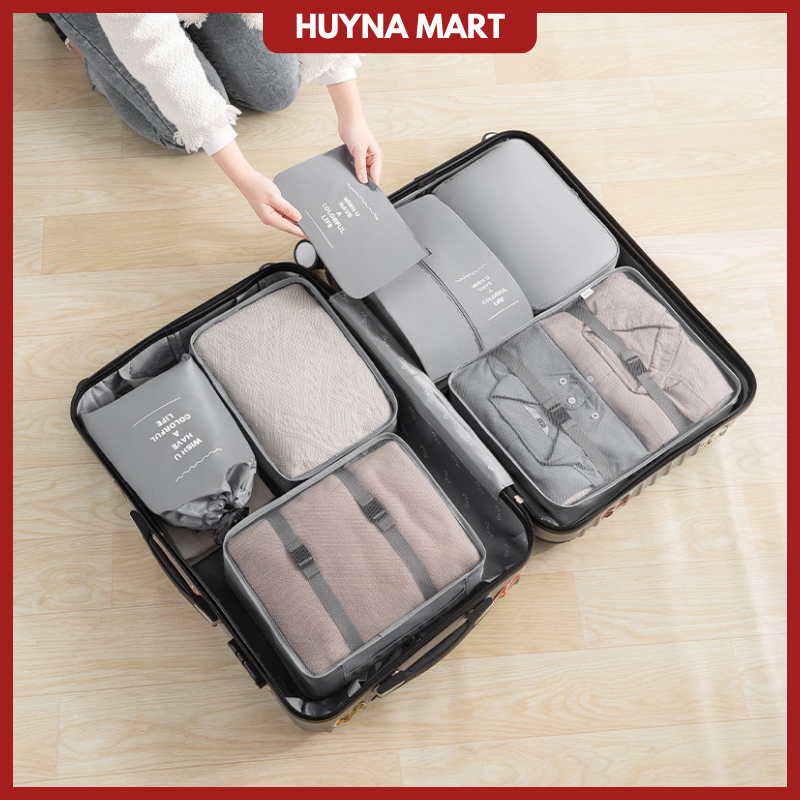 Set 7 túi vải đựng đồ du lịch, sắp xếp quần áo, hành lý gọn gàng trong vali Huyna Mart TD73