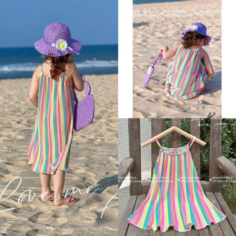 Váy 2s dập ly màu sắc cho bé gái V0129