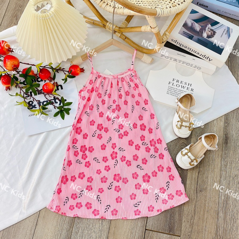 Váy 2s dập ly màu sắc cho bé gái V0129