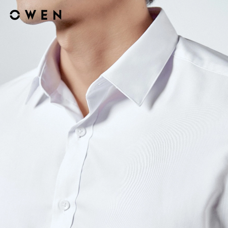 Áo sơ mi dài tay Nam Owen Slim Fit Trắng chất liệu Nano - AS230318D