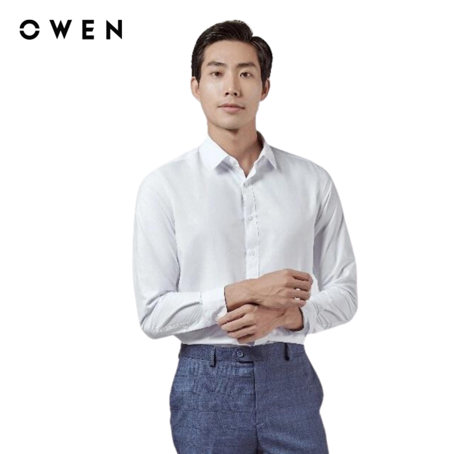 Áo sơ mi dài tay Nam Owen Slim Fit Trắng chất liệu Modal - AS230329D