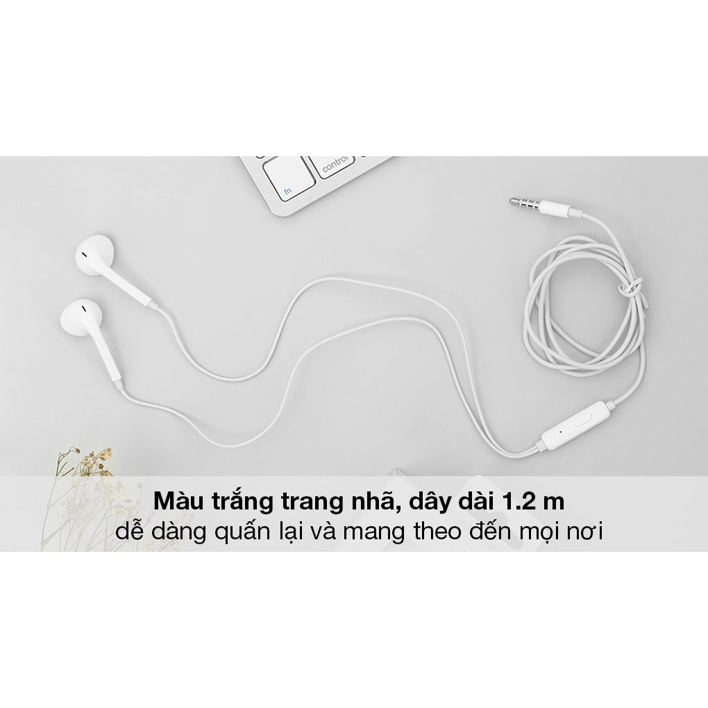 Tai nghe nhét tai Oppo Jack 3.5mm có dây có micro dài 1,2m màu trắng BACARAT bảo hành 30 ngày