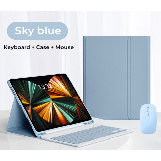 Bao da ipad + Bàn phím + Chuột Bluetooth có ngăn đựng bút ốp ipad Air 4/Pro 11/10.5/9.7/Gen 5/6/7/8/9/10/Air 1/2/3/4/5