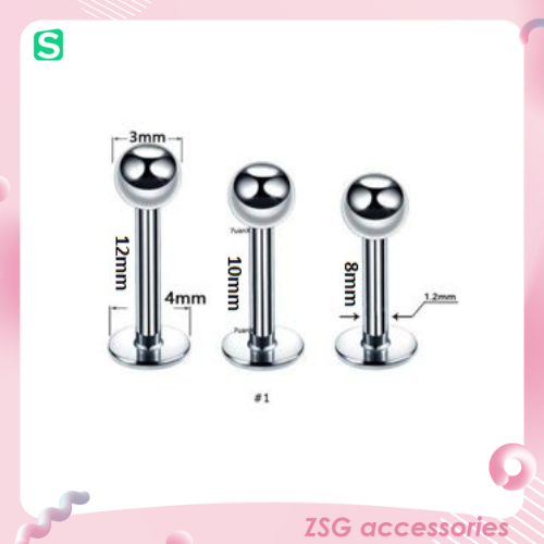 Khuyên Môi / Tai / Cơ thể chân dẹt 16G màu Bạc dài 6mm / 8mm / 10mm / 12mm