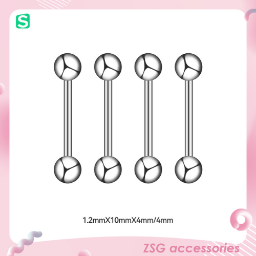 Khuyên xỏ cơ bản 16G hình quả tạ 2 đầu tròn/nhọn 3/4/5mm chất liệu thép ytế không gỉ