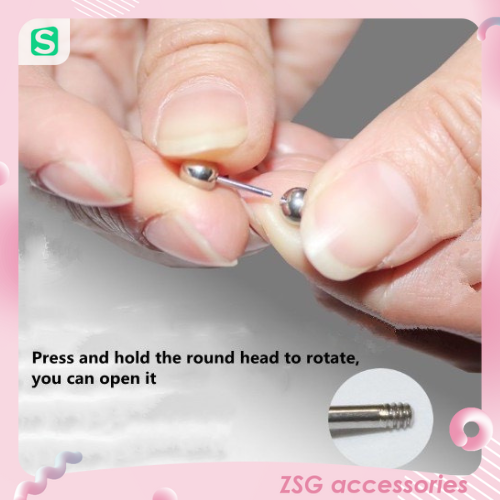 Khuyên xỏ cơ bản 16G hình quả tạ 2 đầu tròn/nhọn 3/4/5mm chất liệu thép ytế không gỉ