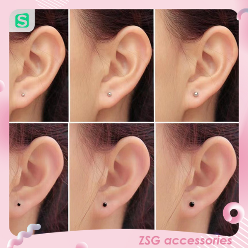 Khuyên xỏ cơ bản 16G hình quả tạ 2 đầu tròn/nhọn 3/4/5mm chất liệu thép ytế không gỉ