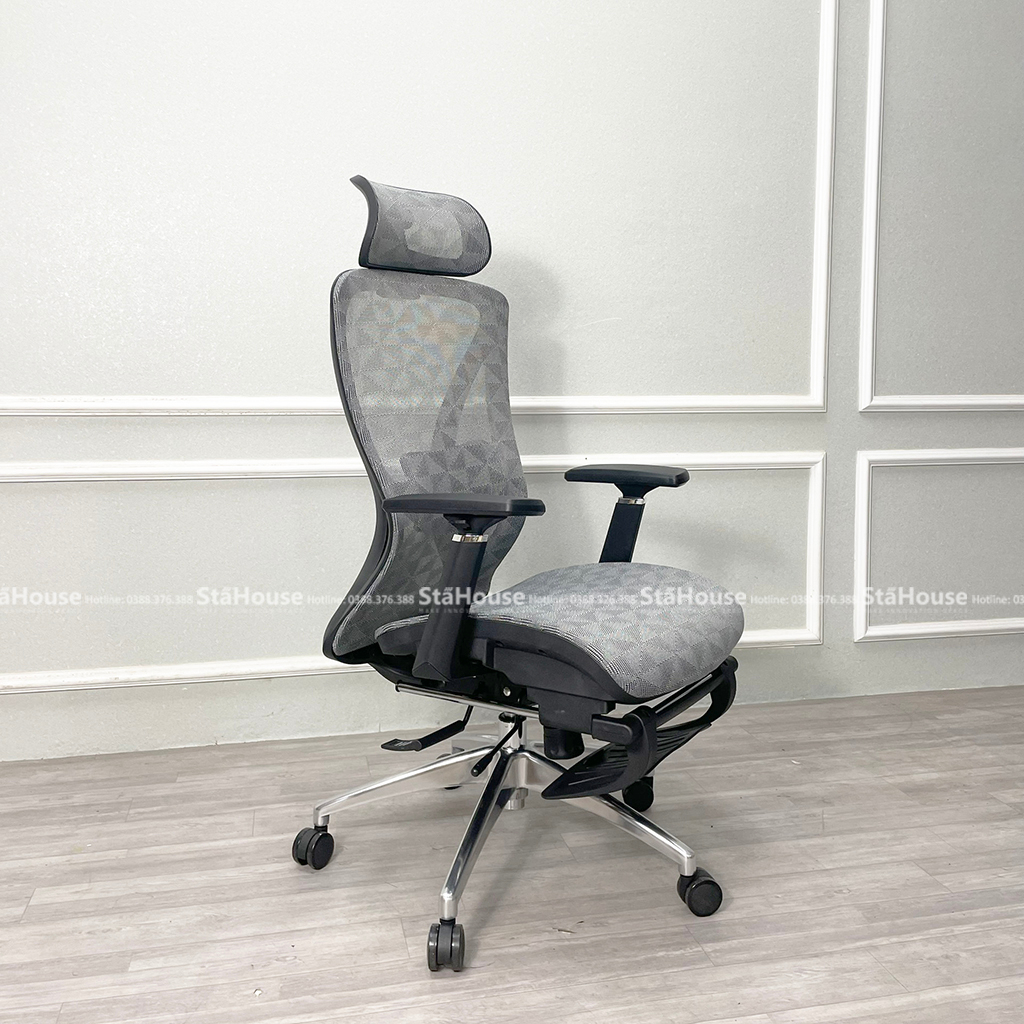 Ghế Công Thái Học Ergonomic STA-ONE KTM08 Lưng Lưới Thoáng Mát Tay 3D - Có Gác Chân