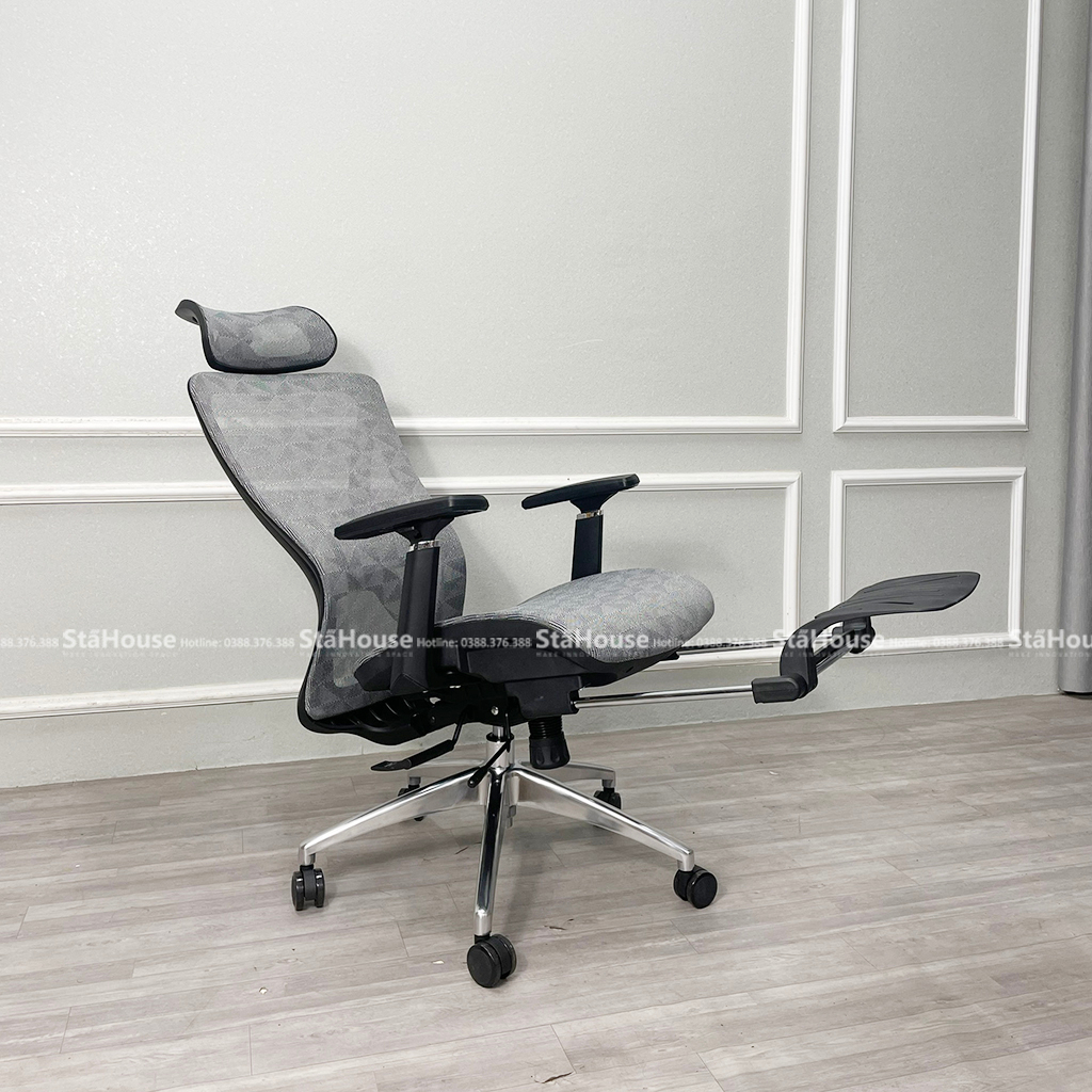 Ghế Công Thái Học Ergonomic STA-ONE KTM08 Lưng Lưới Thoáng Mát Tay 3D - Có Gác Chân