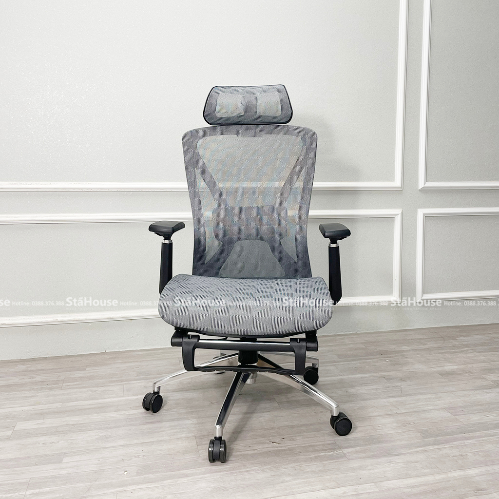 Ghế Công Thái Học Ergonomic STA-ONE KTM08 Lưng Lưới Thoáng Mát Tay 3D - Có Gác Chân