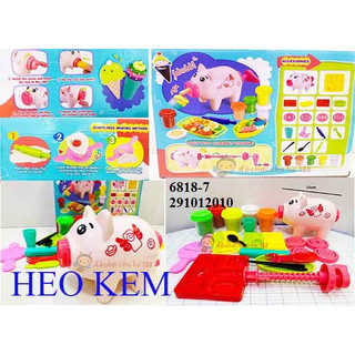 (Hàng có hộp) Đồ chơi đất nặn heo làm mì có 6 hộp đất sét sẵn cho bé, bò làm mì và chó làm mì có 8 hộp đất sét