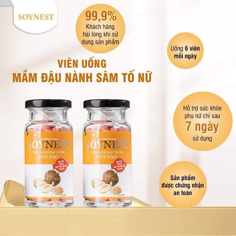 Mầm Đậu Nành Yến Sào Soynest Cải Thiện Vòng 1 Tăng Sinh Collagen Giúp Trẻ Hoá Da Đẹp Dáng Mờ Thâm Sạm Nám