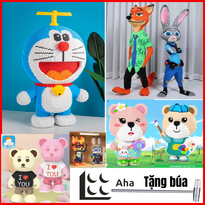Mô hình  Doraemon Thần Tài Tôn Ngộ Không Cáo Nick Thỏ Judy Bearick teddy  Size LỚN xếp hình