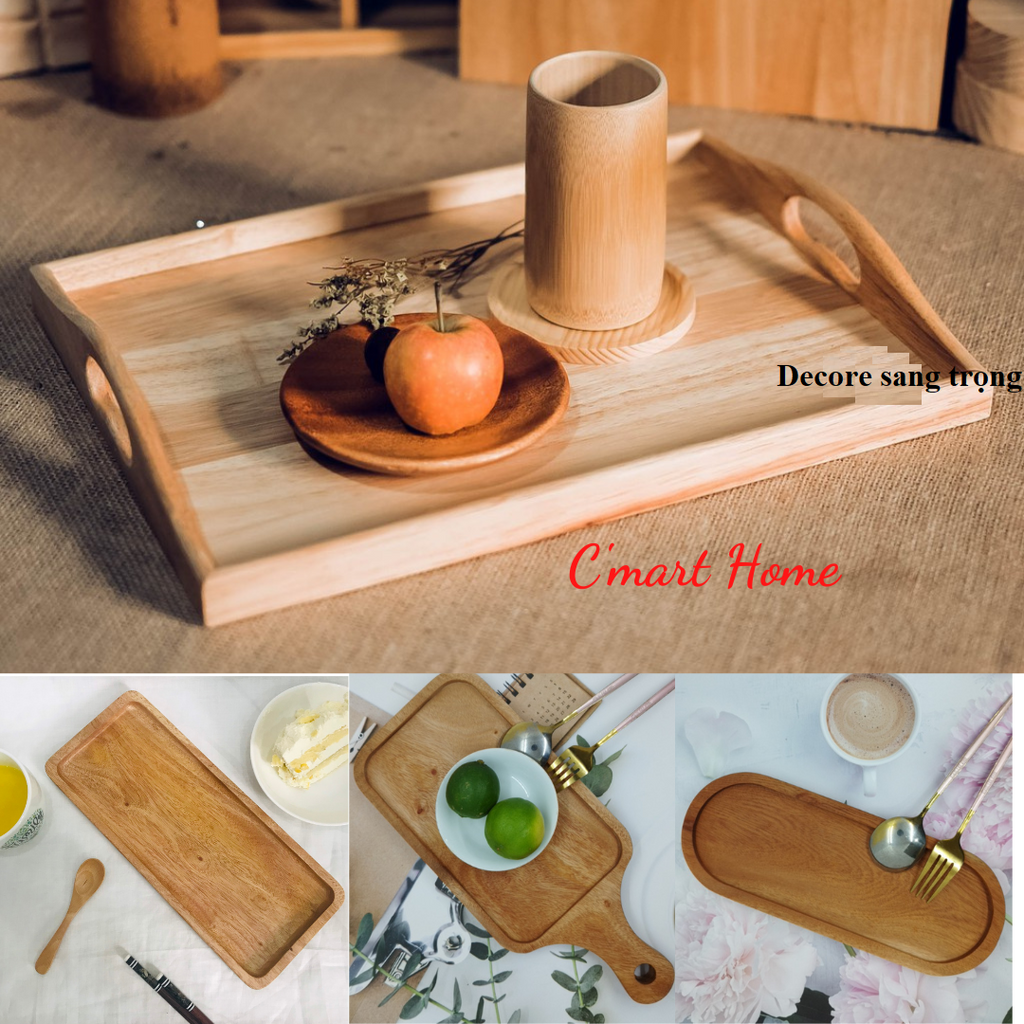 Khay Gỗ Cmart Home Bưng Bê Đựng Đồ Ăn Decore Trang Trí - Khay Được cải Tiến Với Giá Tốt So Với Sản Phẩm Cùng Loại