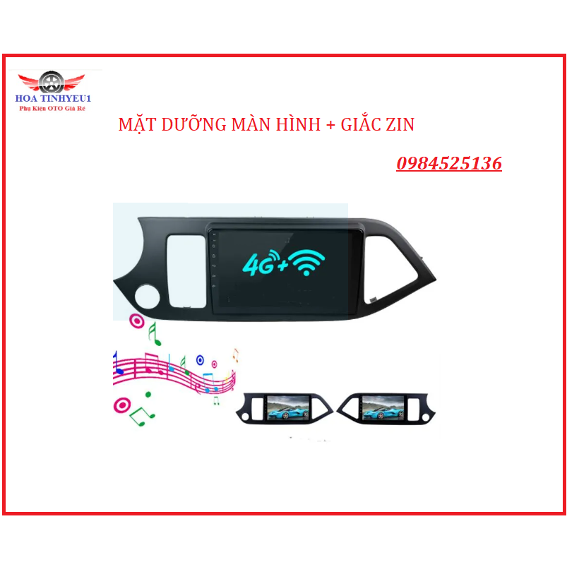Mặt dưỡng KIA MORNING 2011-2019,CÓ GIẮC ZIN THEO XE. Mặt dưỡng morning lắp màn hình android 9inch. Đồ chơi xe hơi.