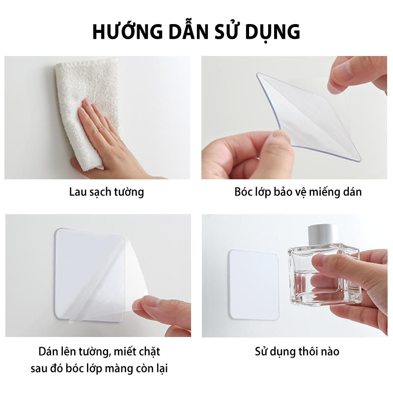 Combo 50 Miếng Dán Nano Trong Suốt 2 Mặt Cố Định Vật Dụng Gia Đình Siêu Bám Dính