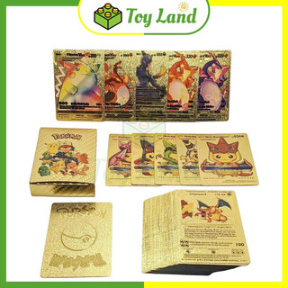 [55 Lá] Bài Pokemon Mạ Vàng Siêu Xịn Sò Trò Chơi Đối Kháng Không Có Quân Bài Trùng Đồ Chơi Trẻ Em