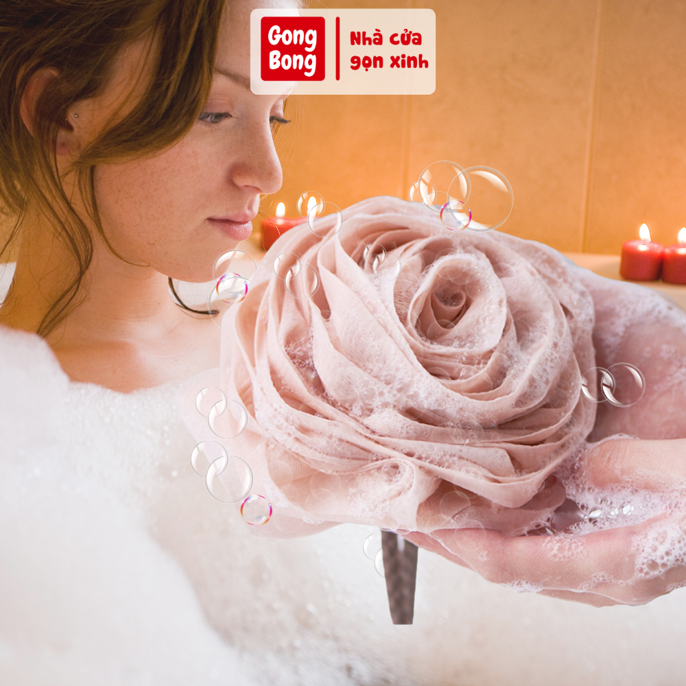 Bông tắm cao cấp hình hoa hồng siêu dày tạo bọt mềm mịn không rát da bông tắm mềm mại tạo bọt giúp dưỡng ẩm và massage